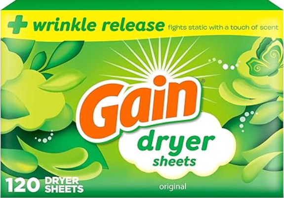 Gain Dryer Sheets Laundry Anti-Static Fabric Softener, Original Scent, 120 Count