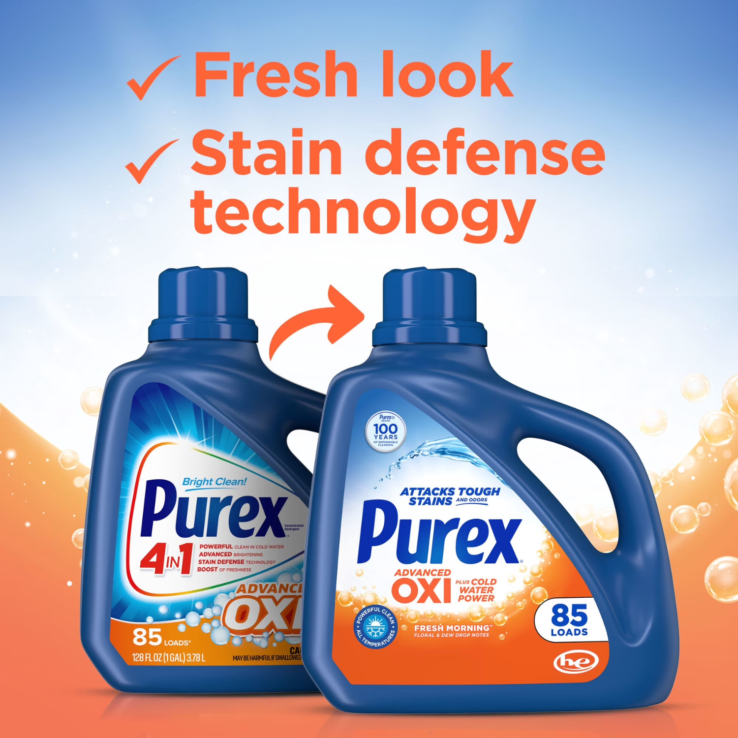 4 Pack Liquid Laundry Detergent Plus Oxi Stain Defense 218 fl oz 145 Loads XL