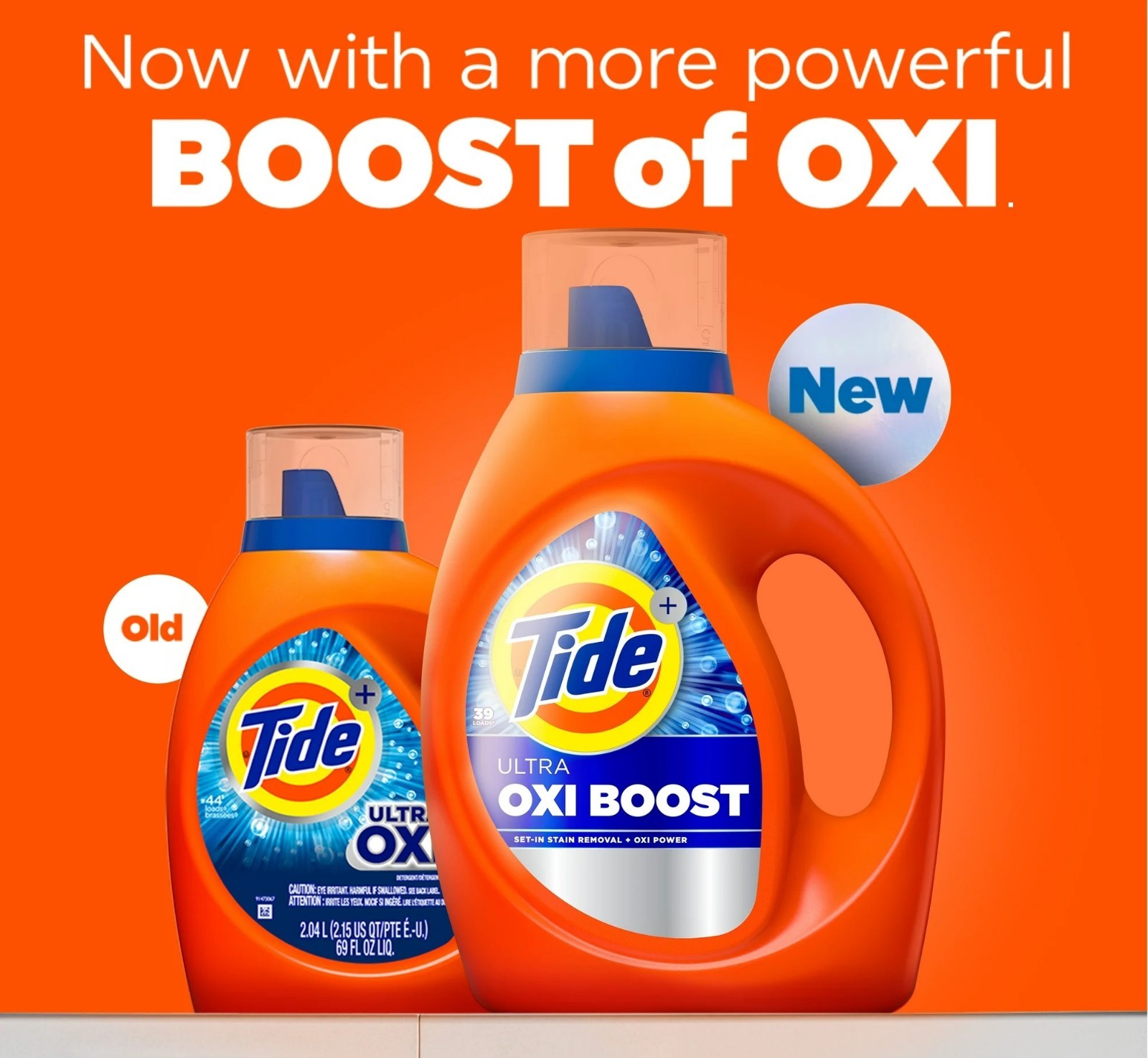 Tide Ultra Oxi Boost Liquid Laundry Detergent, Powerful Stain Remover, 73 fl oz,