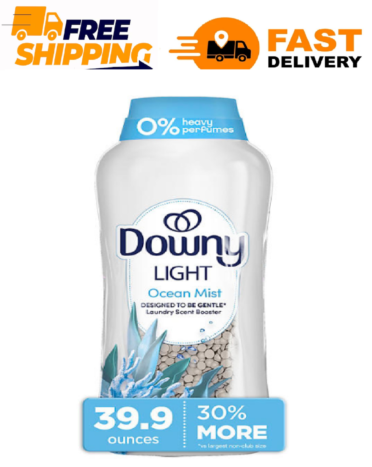 Downy Light Laundry In-Wash Scent Booster Beads, Ocean Mist Scent, 39.9 oz