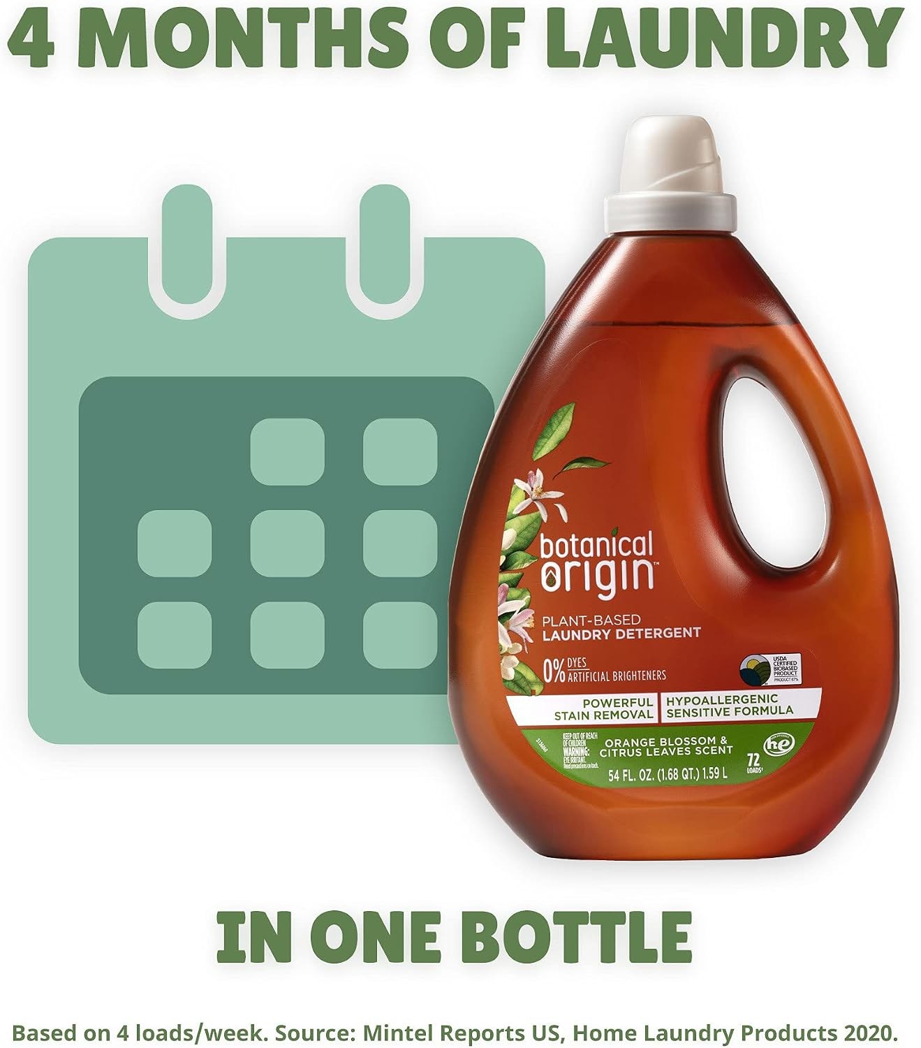 Plant-based Laundry Detergent Orange Blossom and Citrus Leaves 54 oz 72 loads