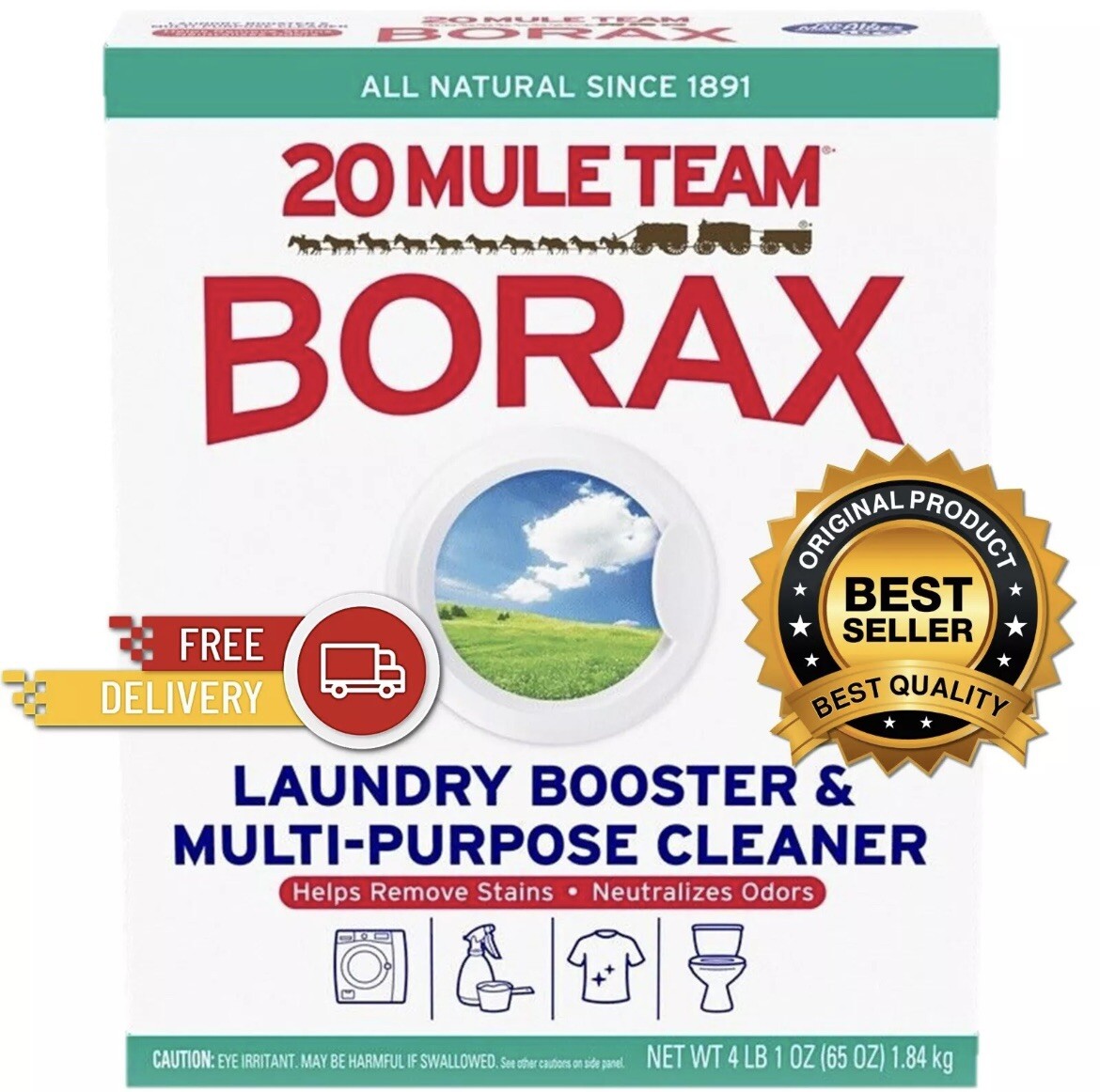 20 Mule Team Detergent Booster – Pack of 4 65 Oz (260 Oz Total) – Fast Ships Now