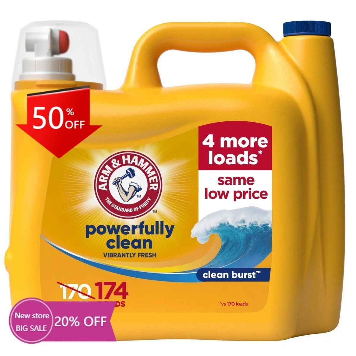 Arm & Hammer Clean Burst Liquid Laundry Detergent 174 Loads – 174oz