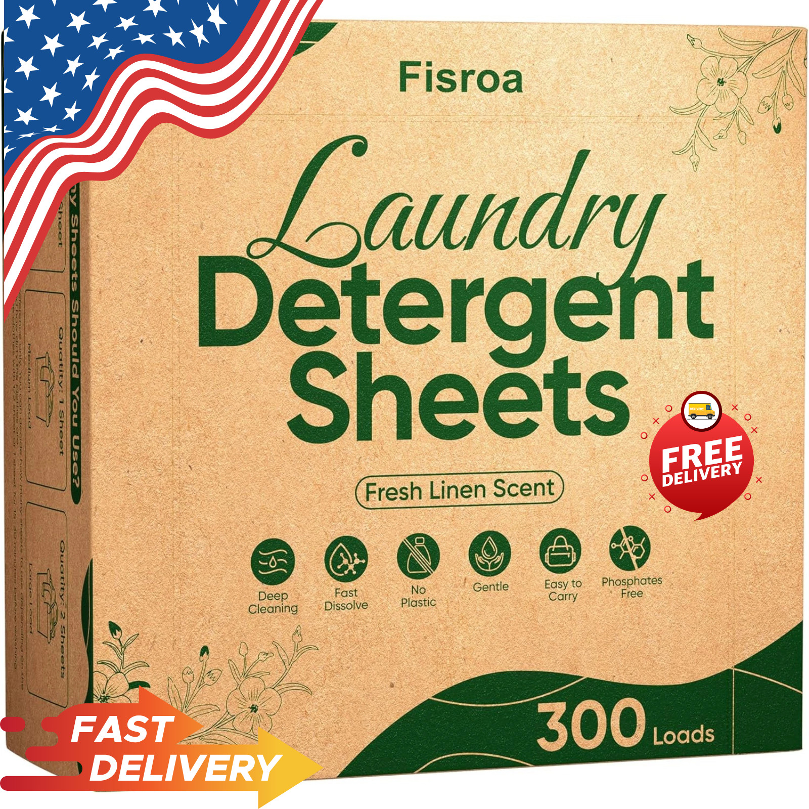 Travel Laundry Detergent Sheets 300 Loads Eco-Friendly Washing Detergent Sheets