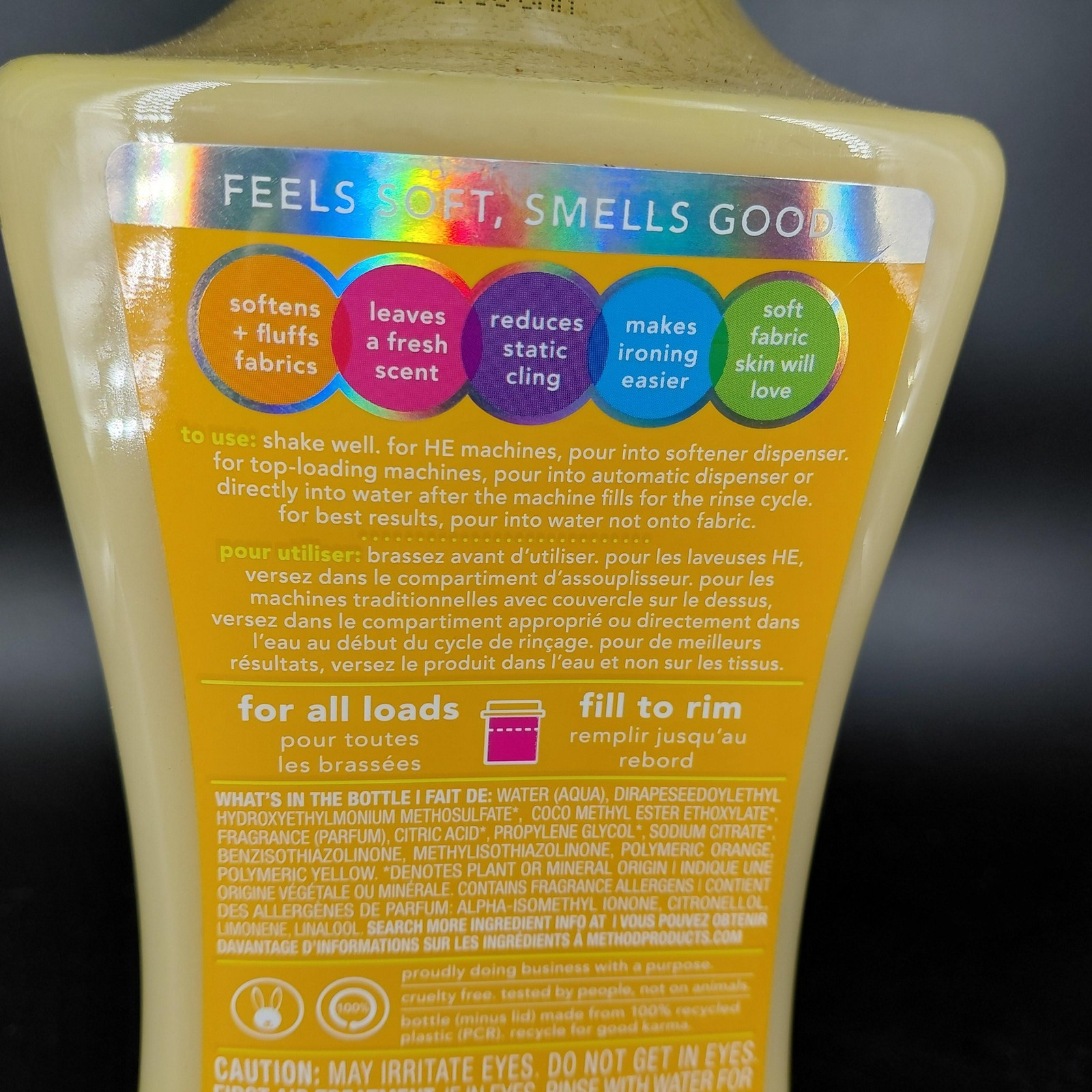 Method Fabric Softener Ginger Mango 45 Loads 53.5oz Plant Based Orange Laundry