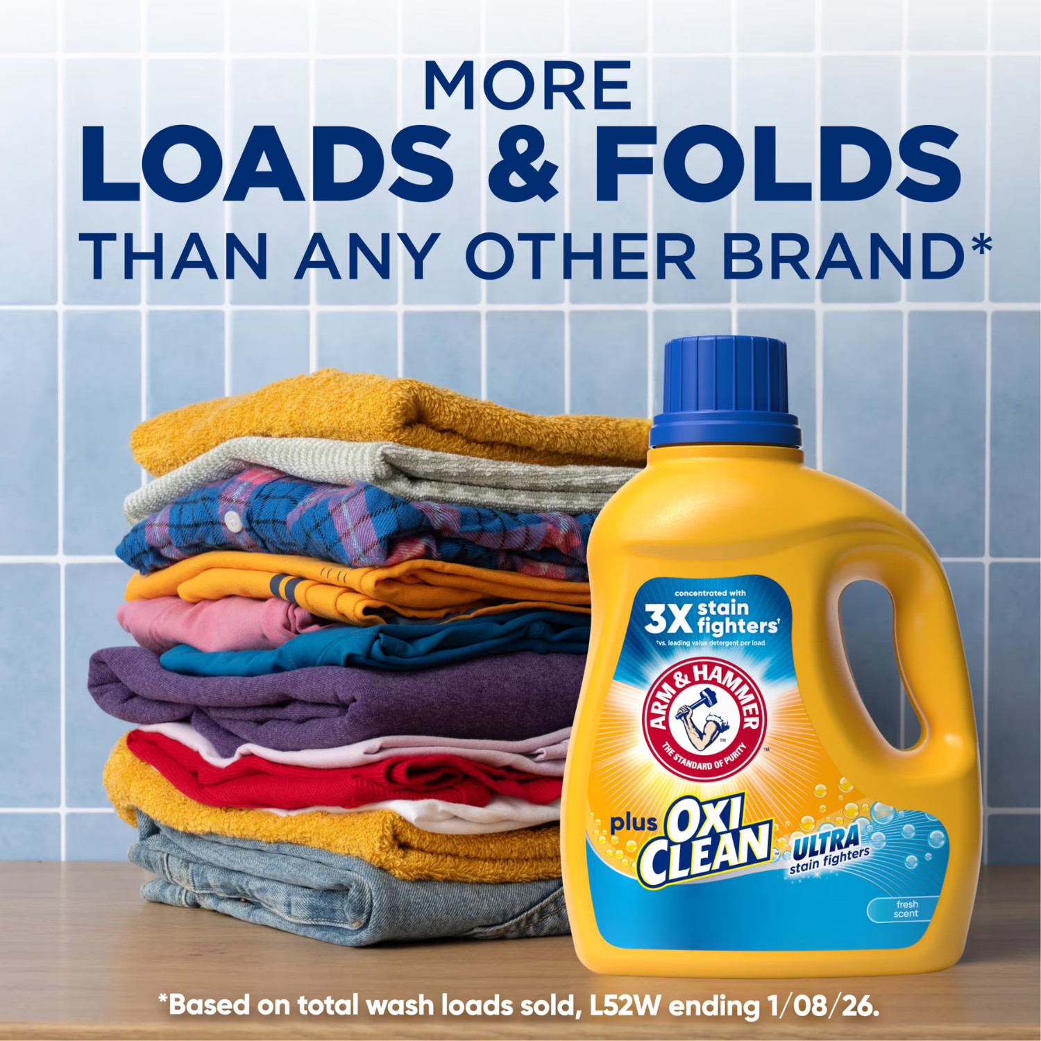 ARM & HAMMER Plus OxiClean Laundry Detergent Fresh Scent 158.6 Fl Oz, 2 Pack