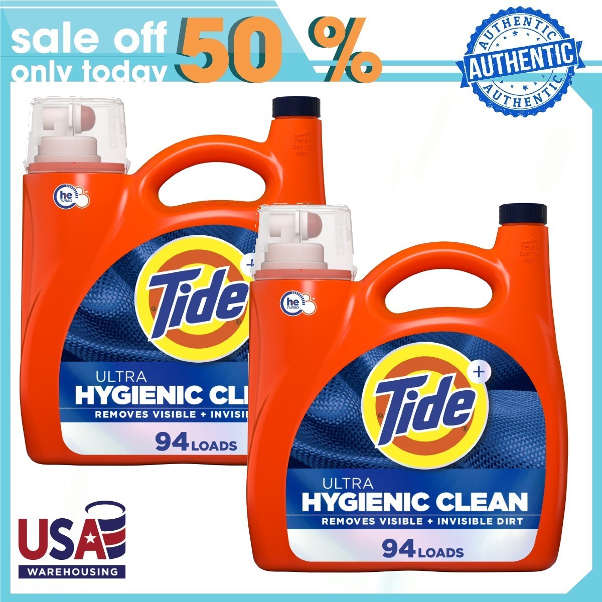 2p Tide Ultra Hygienic Clean Liquid Laundry Detergent, Original Scent, 132 fl oz