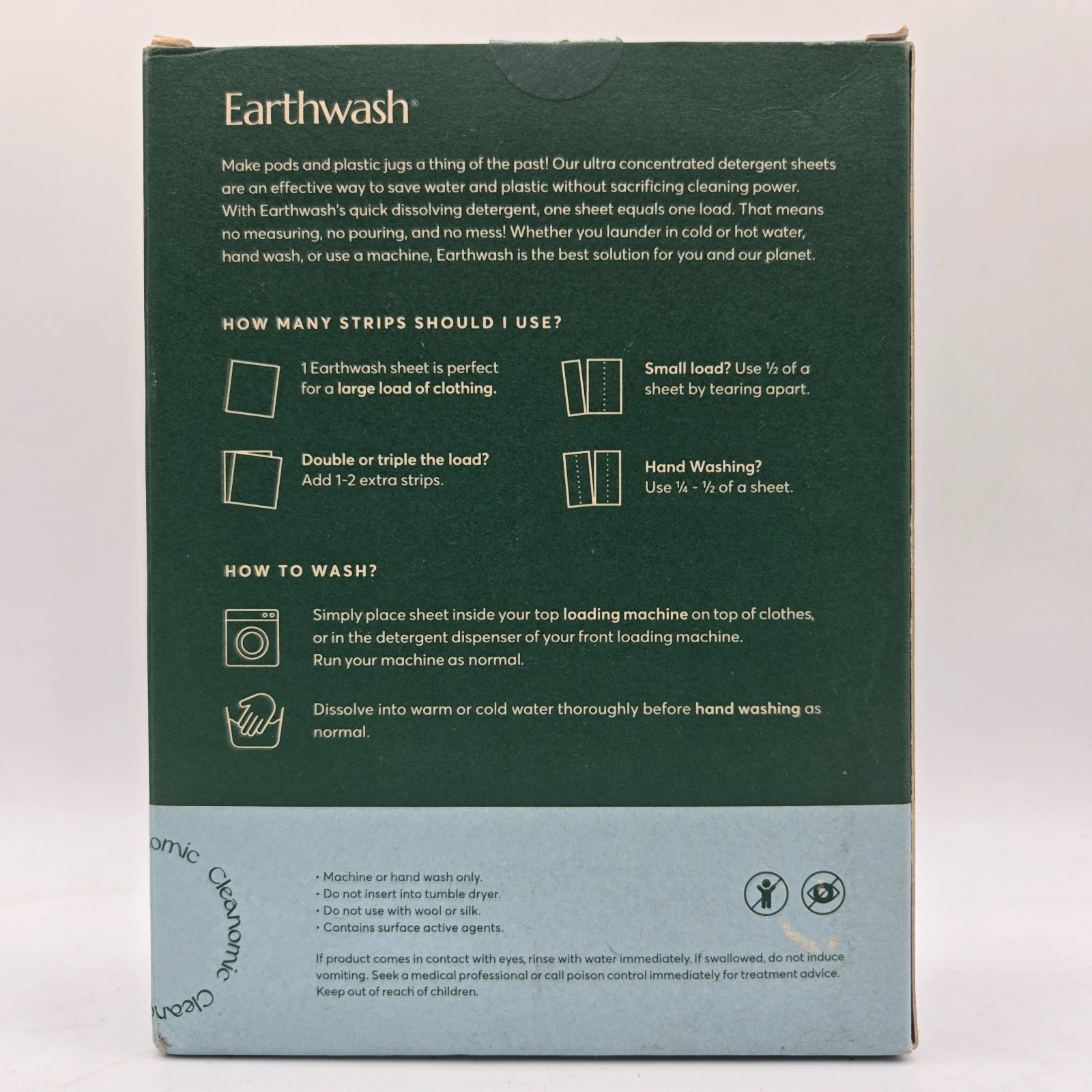 Cleanomic Detergent Sheets Eco-Friendly Water Soluble Ocean Breeze Scent 32 Load