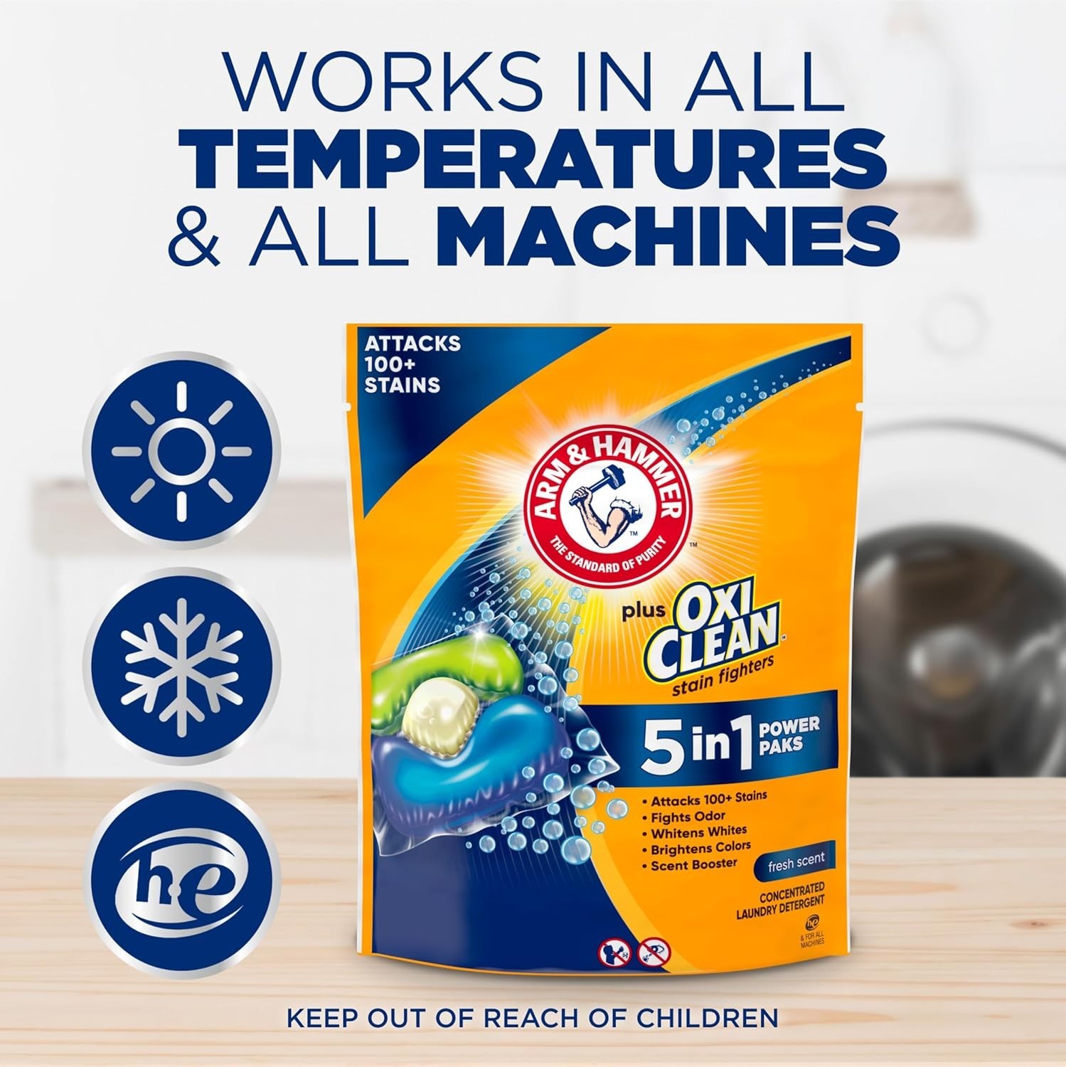 OxiClean 5 in 1 Laundry Detergent Power Pods Pacs Fresh Scent, 42 Count Paks