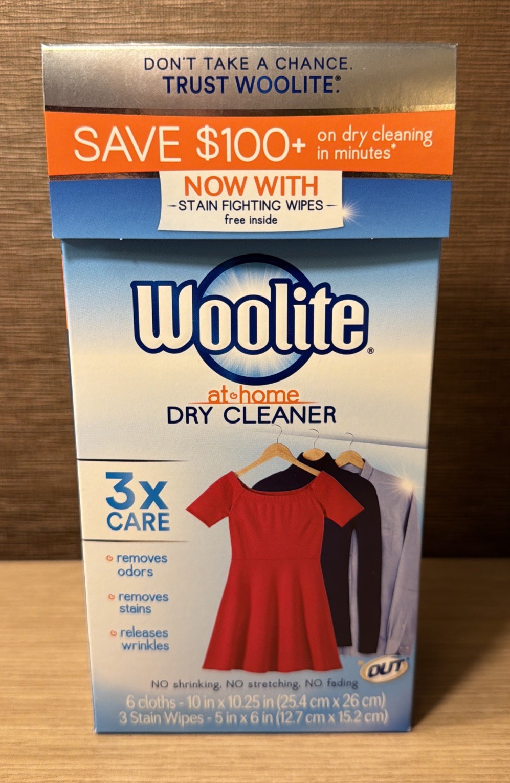 Woolite At Home Dry Cleaner 6 Cloths/3 Stain Wipes Fresh Scent NEW Discontinued
