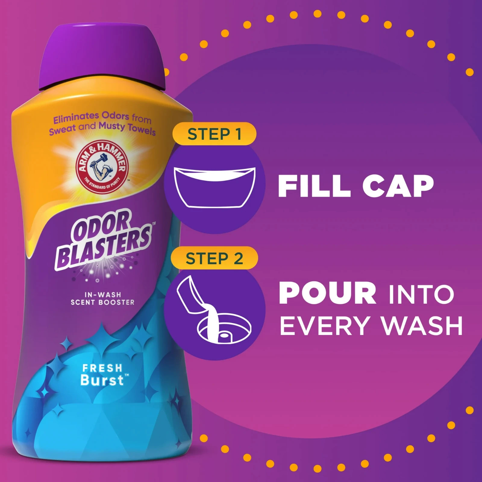 ARM & HAMMER Odor Blasters In-Wash Scent Booster, Fresh Burst, 45 Oz