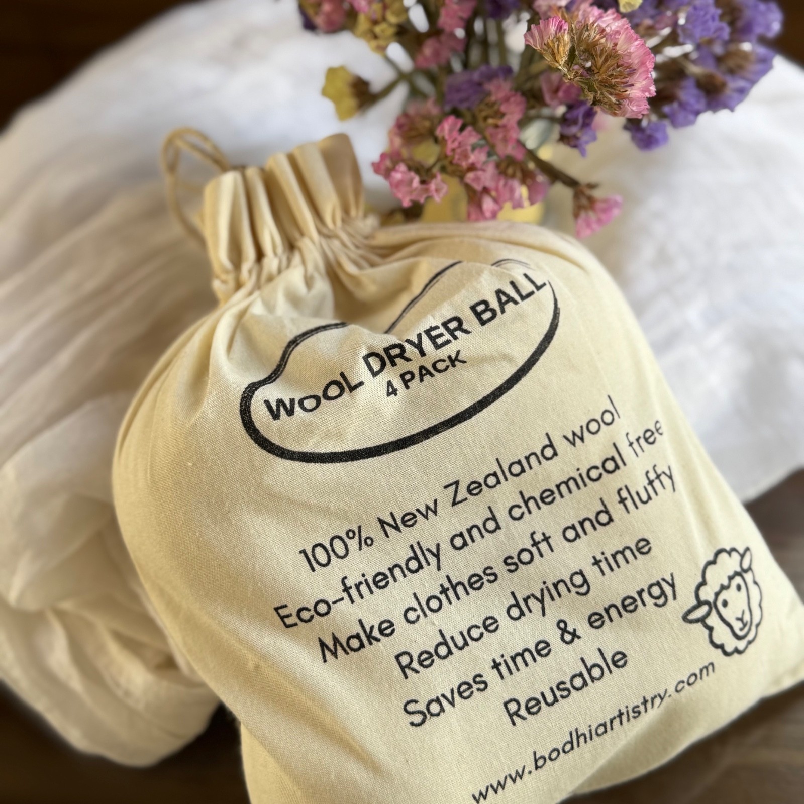Merino Wool Dryer Balls Premium Natural Fabric Softener Eco New Zealand 4 Pack