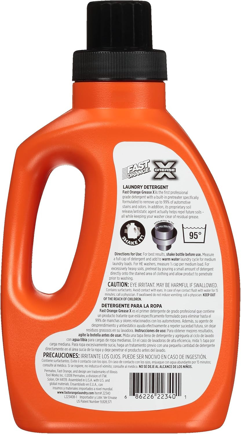 22340 Grease X Mechanic’S Laundry Detergent Liquid, 40 Fl. Oz. Stains, Soils &