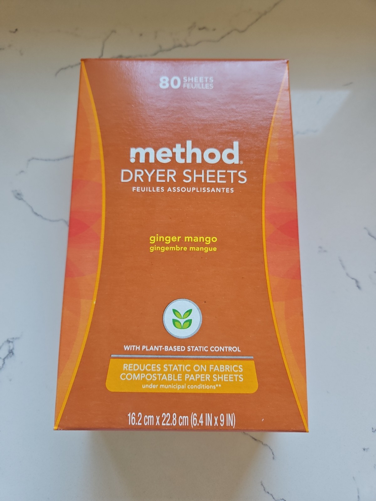 Method Paper Dryer Sheets Ginger Mango 80 Sheets Sealed