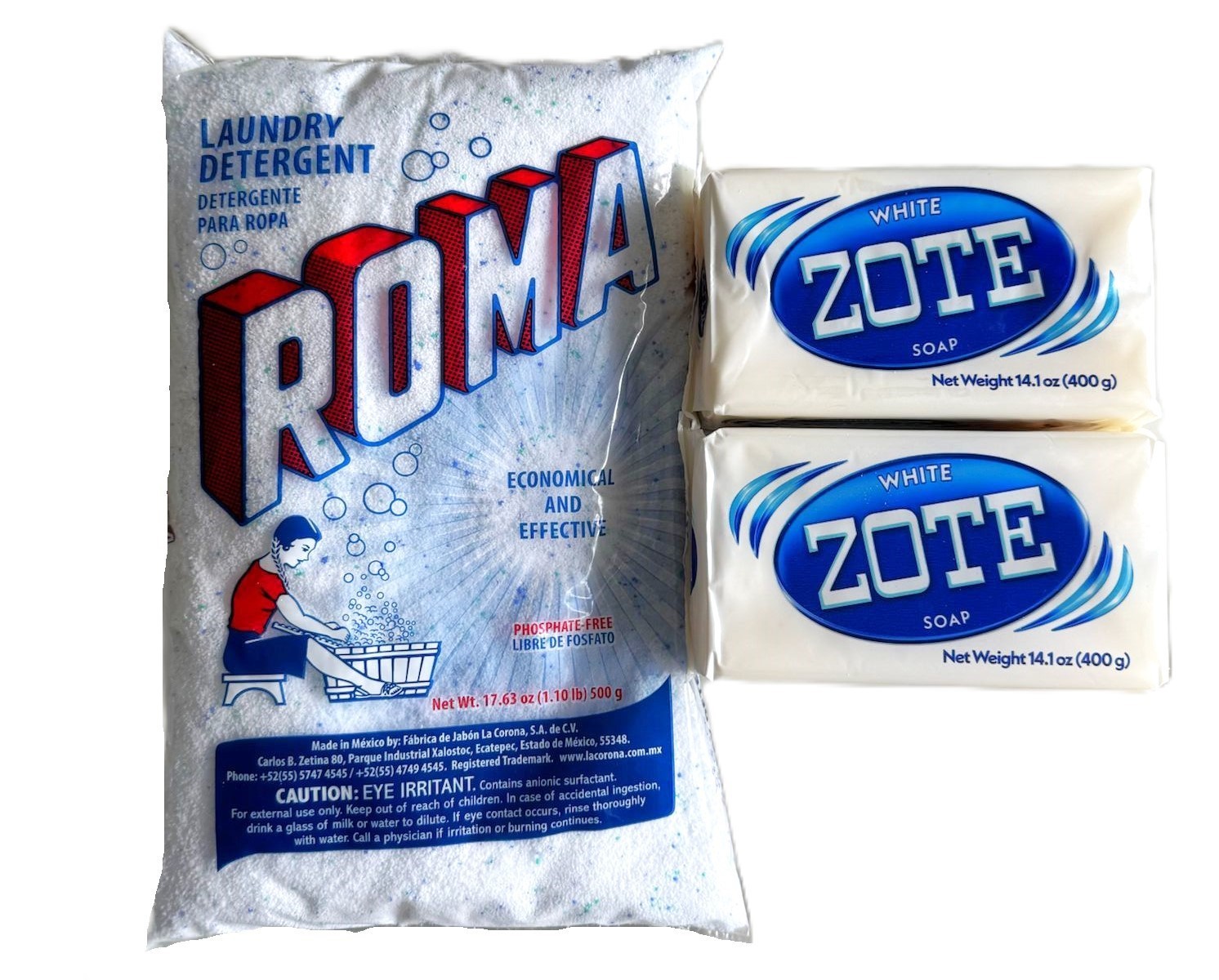 Bundle Roma Polvo 17 Oz Powder laundry detergent Zote Laundry Soap 200-400g Pink