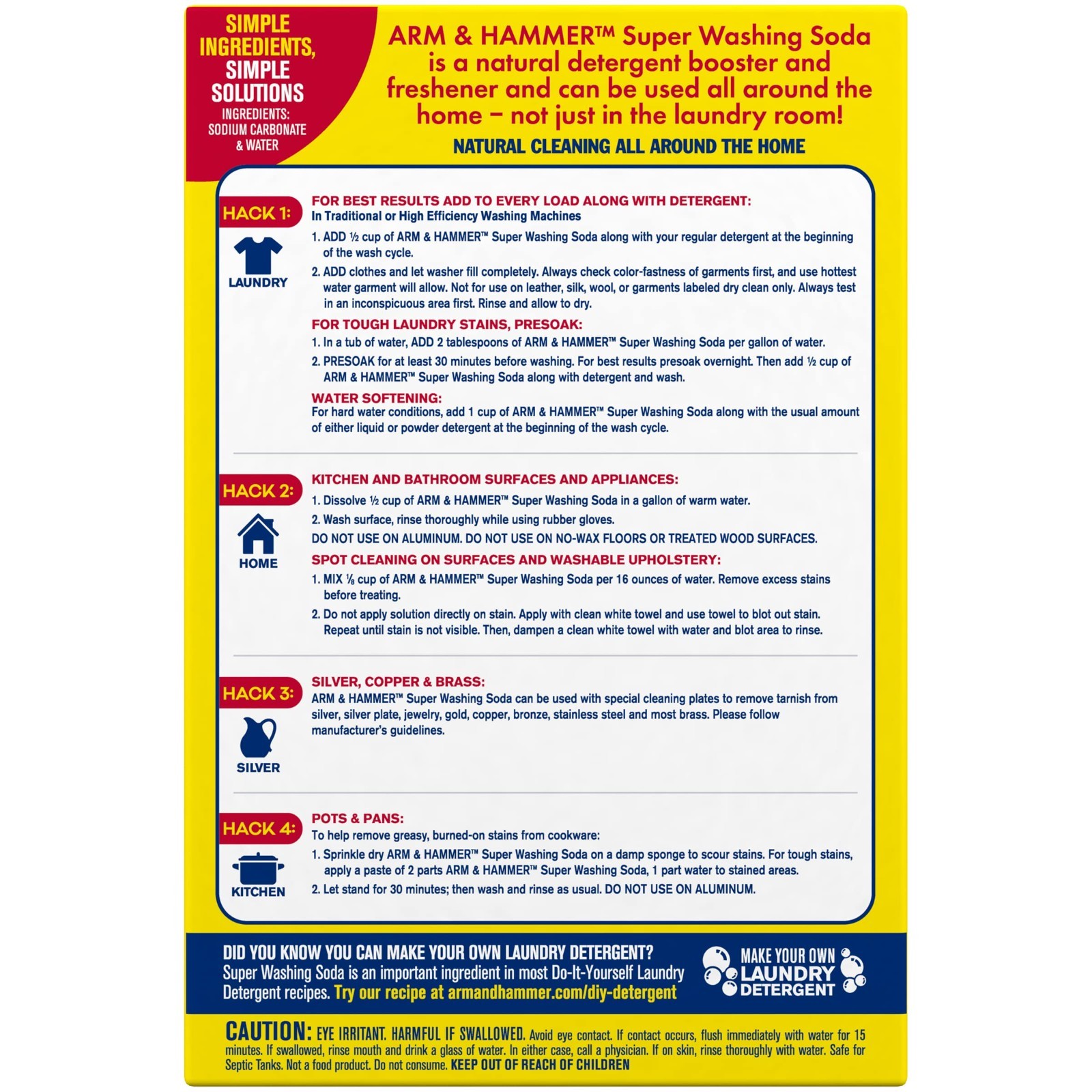 Super Washing Soda Household Cleaner & Laundry Booster, 55 oz – 2 Pack, Eco-Frie