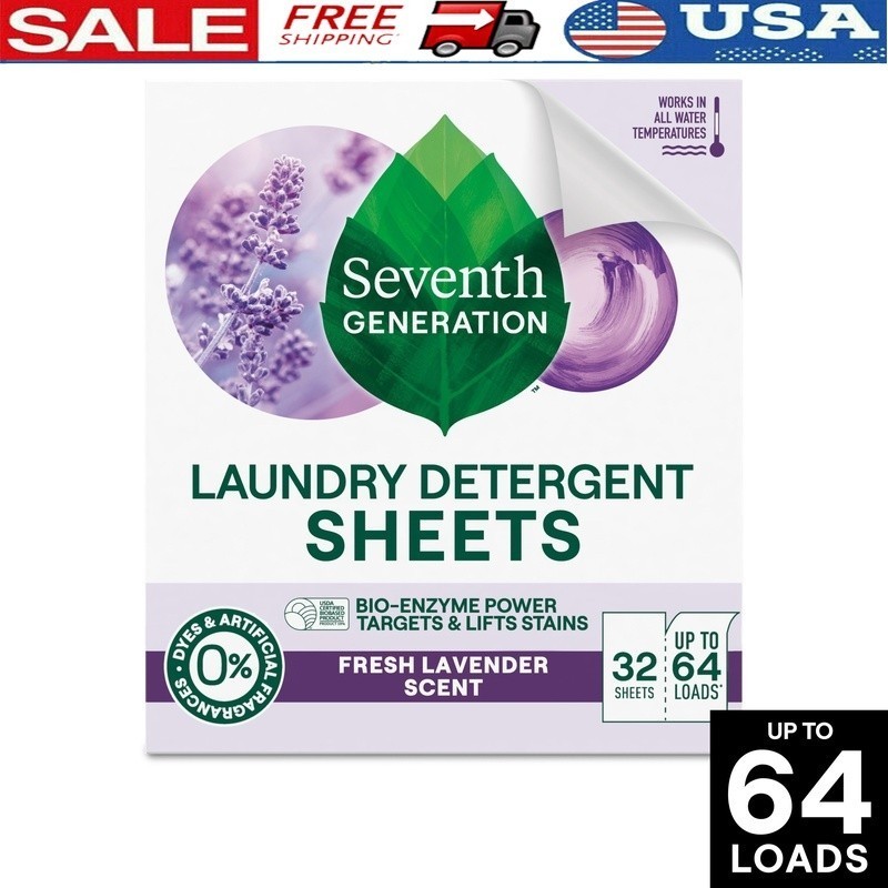 Laundry Detergent Sheets Unscented Biobased 64 Loads Stain Fighting Eco Friendly