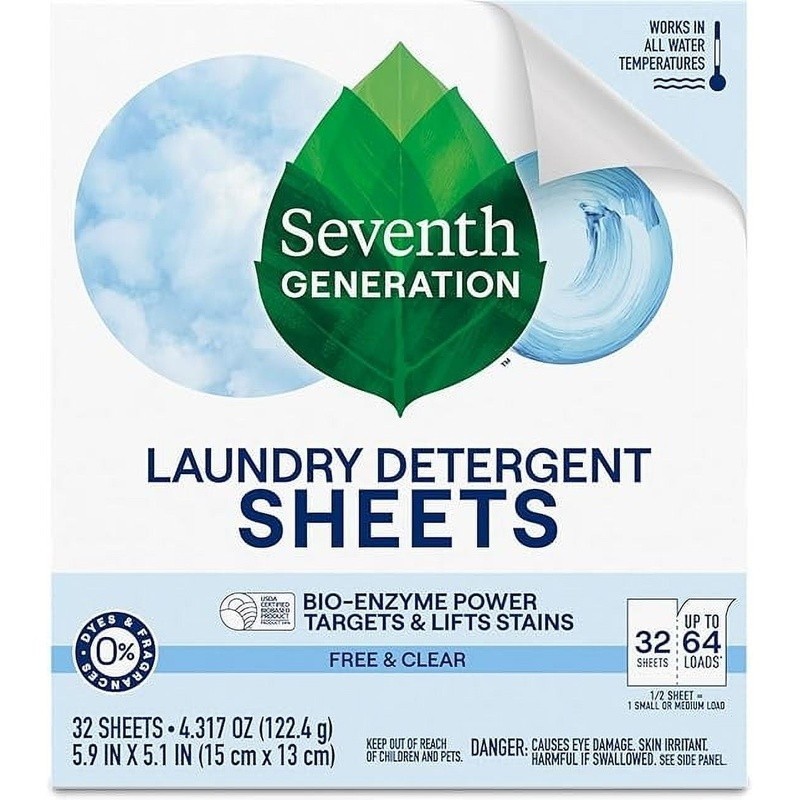 Laundry Detergent Sheets Unscented Biobased 64 Loads Stain Fighting Eco Friendly