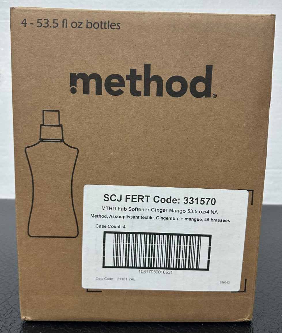 Method Fabric Softener; Ginger Mango 53.5 Ounces 45 Loads Lot of 4 Free Shipping