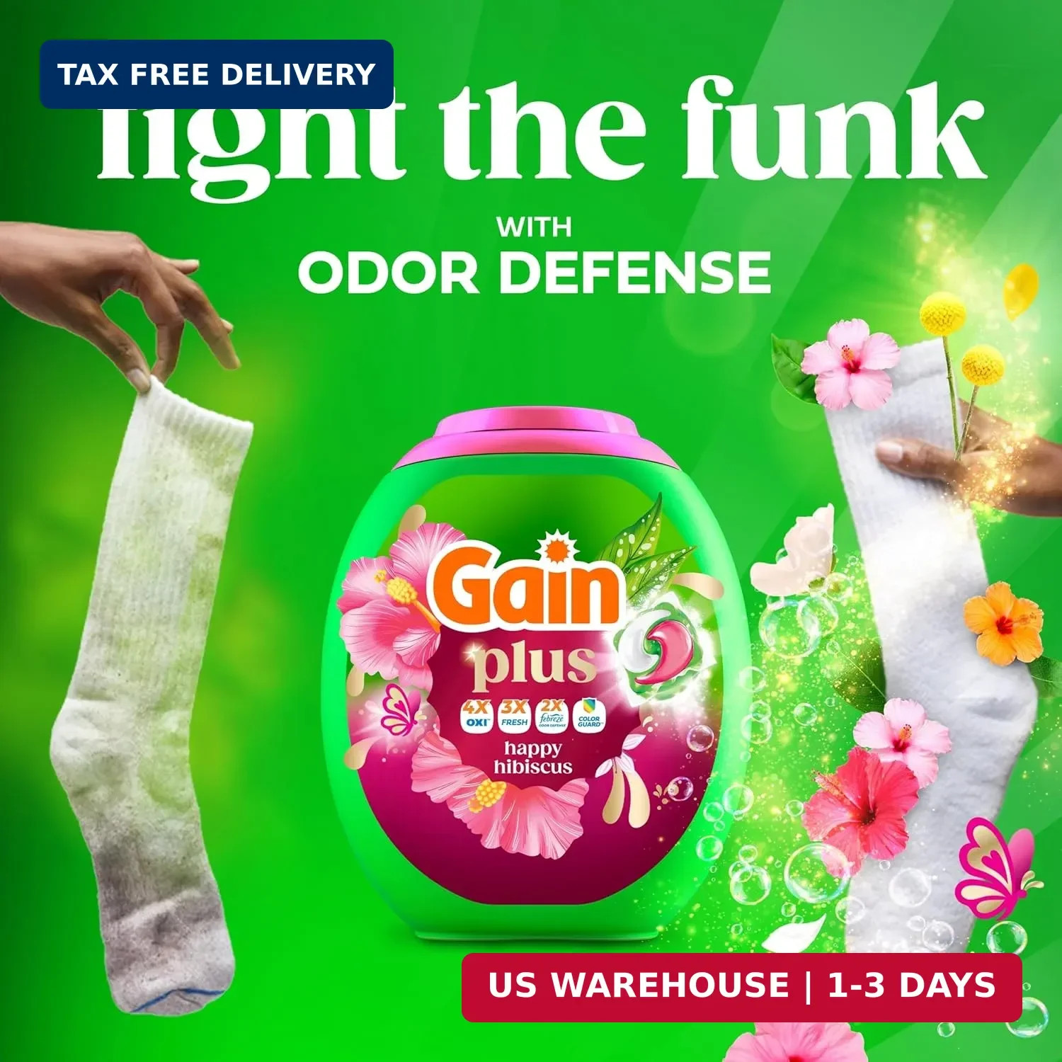Gain Plus Flings Liquid Washing Detergent Pods, Gain’s Best Clean, All-In-One, H