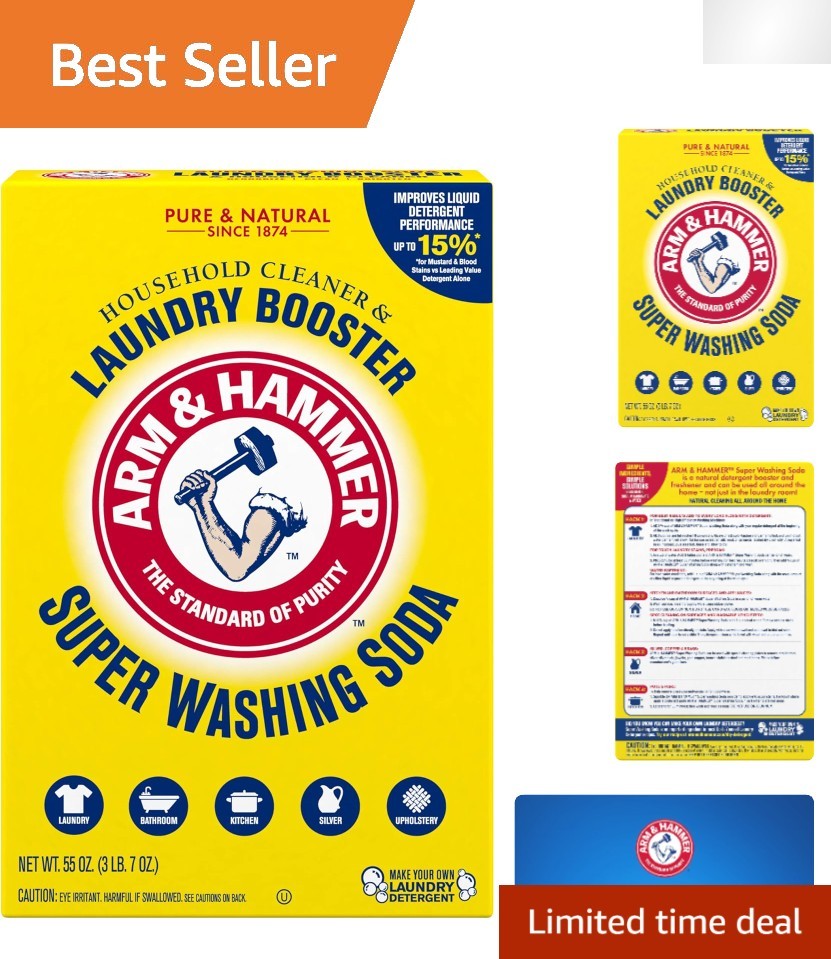 Fragrance-Free Super Washing Soda Laundry Booster, 55 oz – Odor Neutralizer