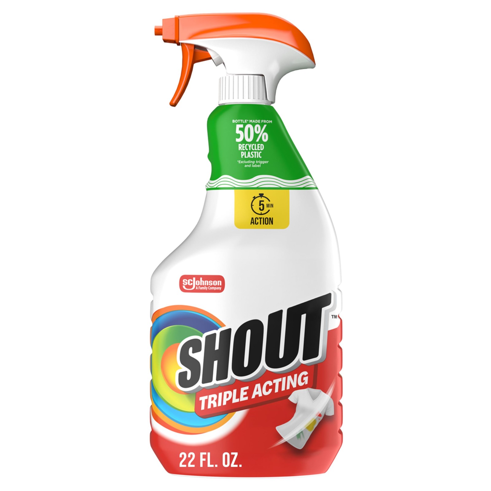 Shout Active Enzyme Laundry Stain Remover Spray, 22 Ounce (Pack of 1), White