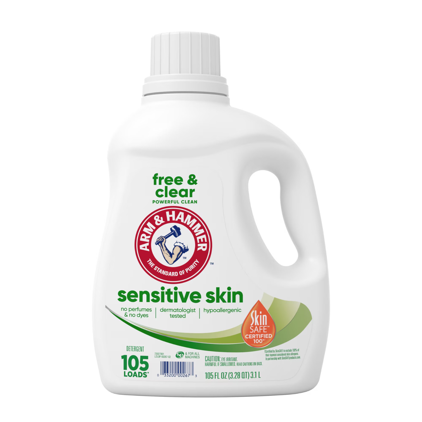 ARM & HAMMER Sensitive Skin Free & Clear Liquid Detergent, 105 fl oz, 105 Loads