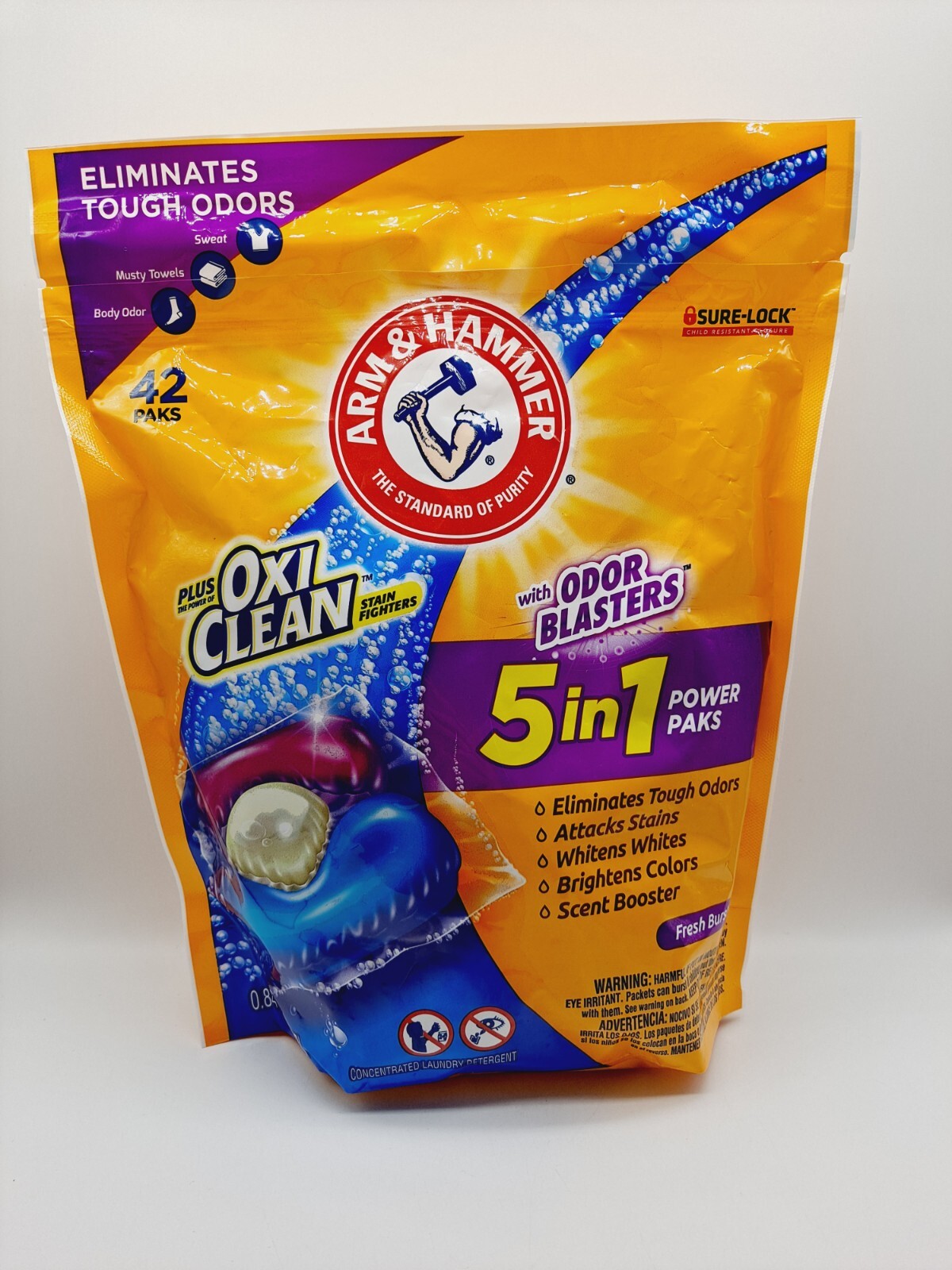 Arm & Hammer Oxi Clean Odor Blasters 5in1 Fresh Burst Power Packs 42 Detergent
