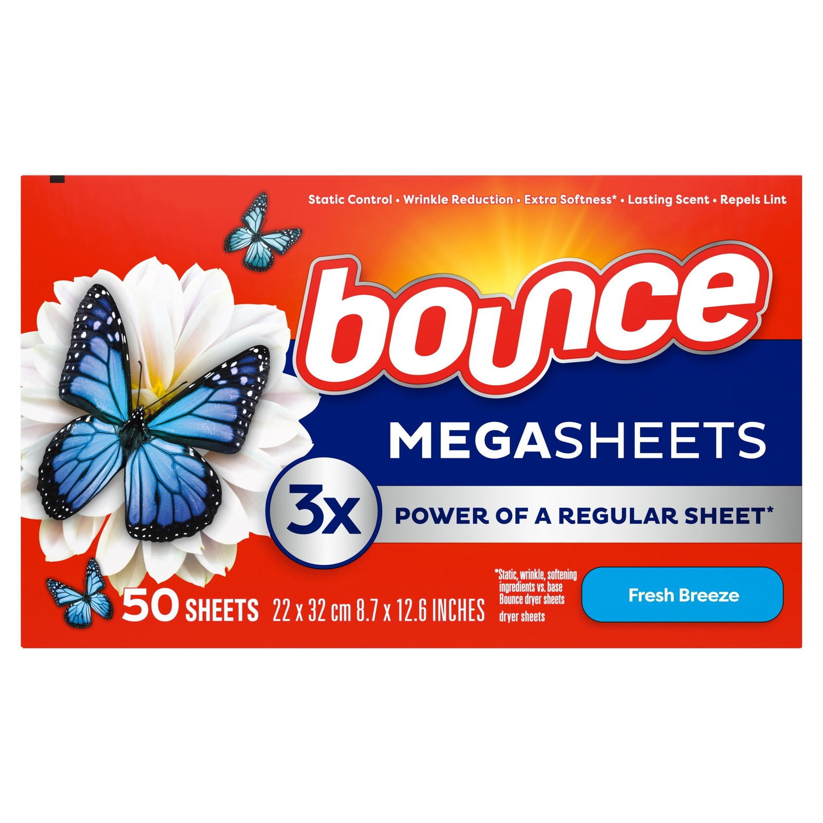 Bounce Mega Dryer Sheets, Fresh Breeze, 50 Count