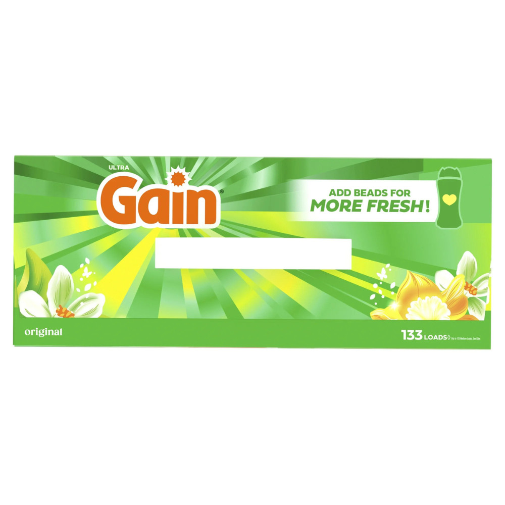 New Gain Powder Laundry Detergent, Original, 123 oz, 133 Loads, Odor Eliminating