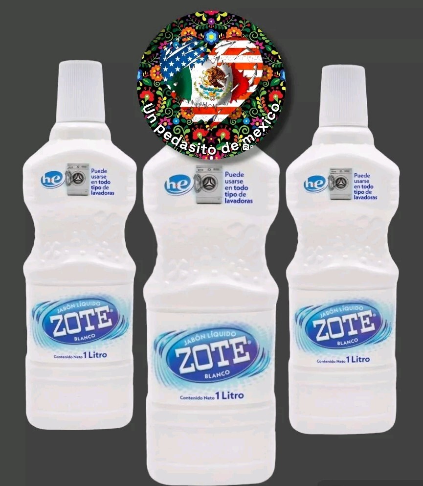 3x ZOTE Rosa Liquido 1 Lt each Large Bottles Jabon ZOTE Liquid Laundry Soap