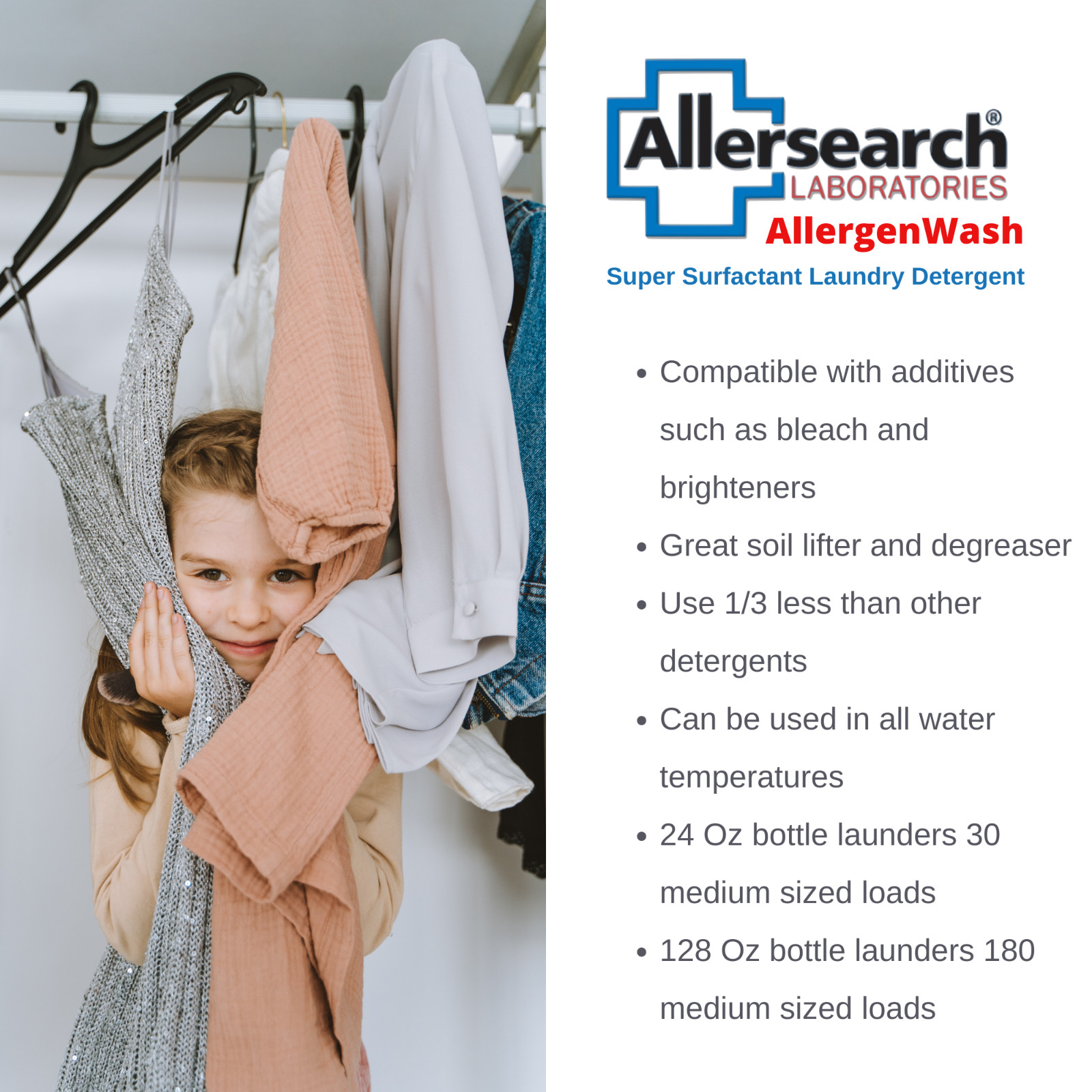 Allersearch AllergenWash Laundry Detergent 1 Gallon (128 Oz)