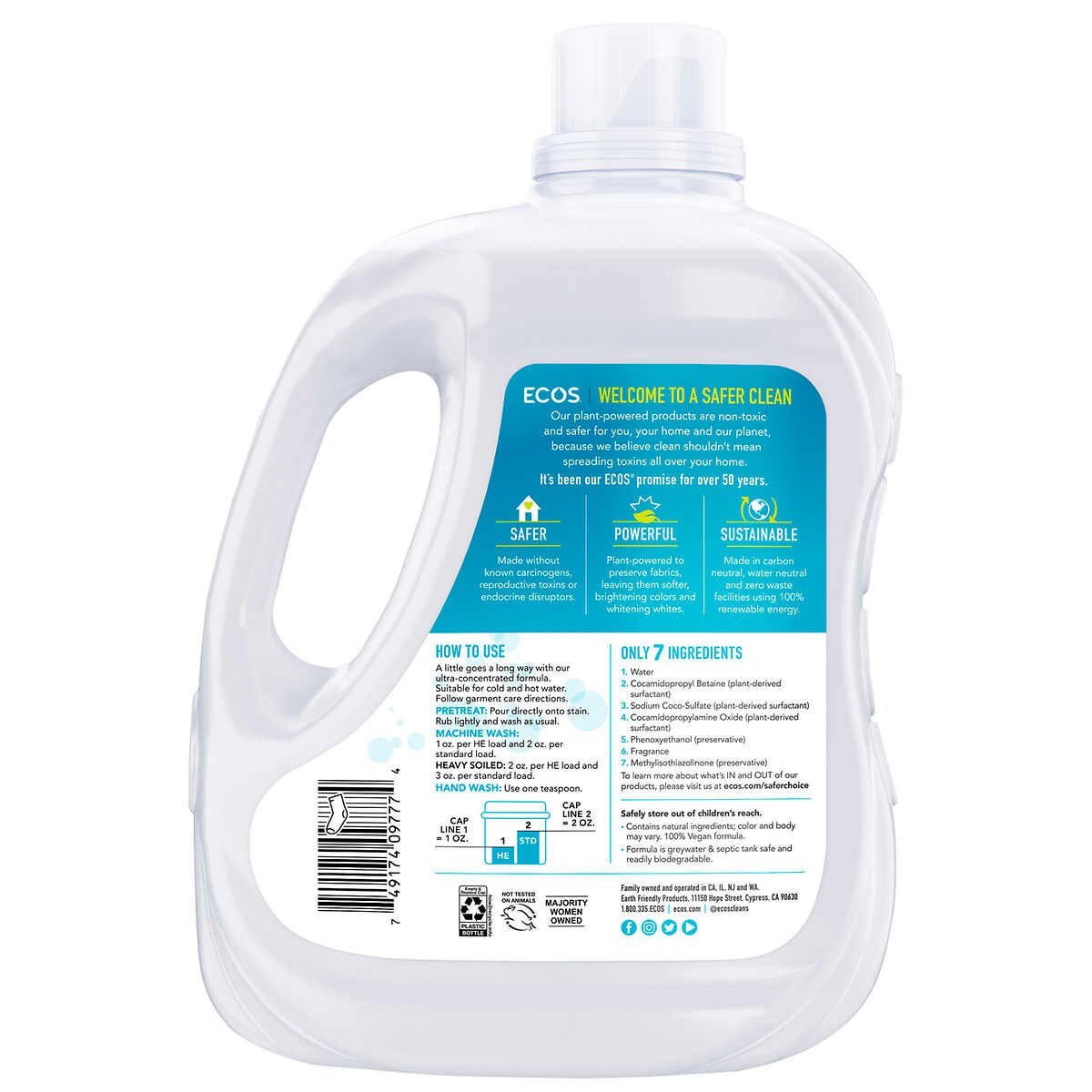 ECOS LAUNDRY DETERGENT SOAP HE LIQUID WASHING ECO FRIENDLY NON TOXIC ~ 420 LOADS