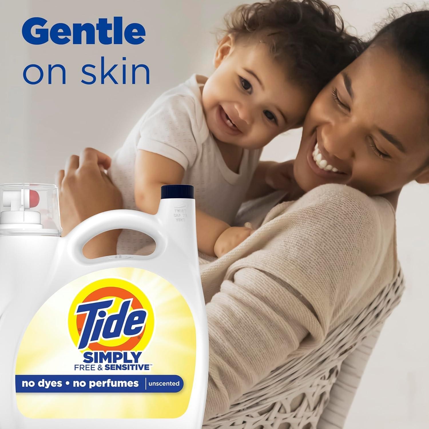 Tide Simply Liquid Laundry Detergent, Free & Sensitive, 89 Loads, 117 Oz, Tide L