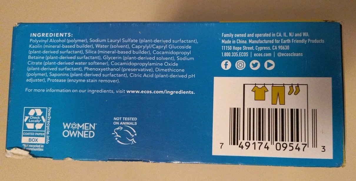 ECOS Plant Powered Laundry Detergent Free & Clear 57 Loads New