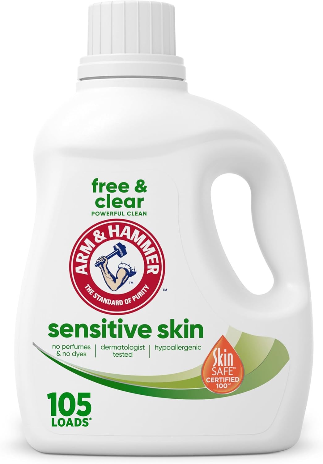 Arm & Hammer Sensitive Skin Free & Clear Laundry Detergent, 105 Loads, 105 fl oz