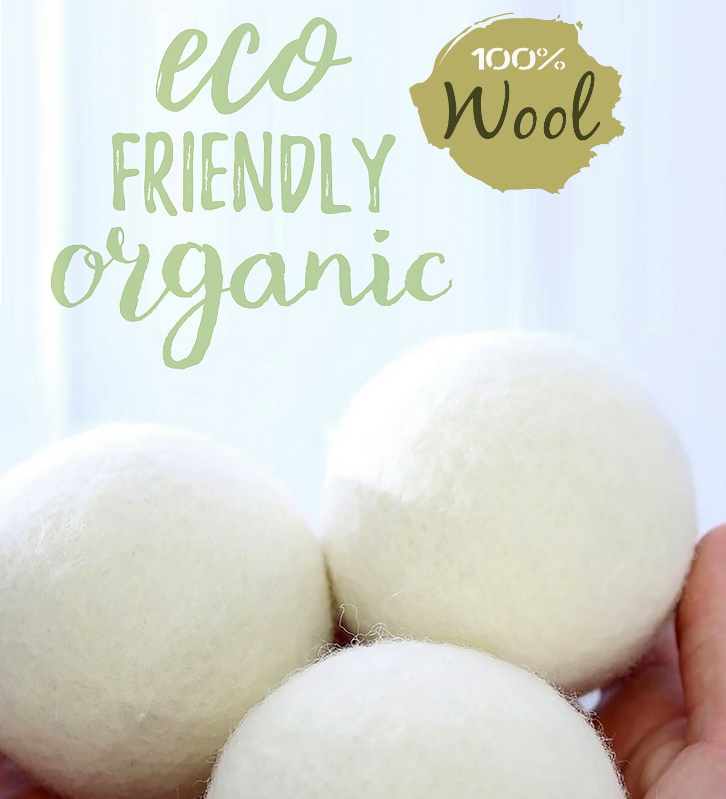 EcoJeannie Wool Dryer Balls – XL 100% Natural Virgin New Zealand Wool 58g 74mm