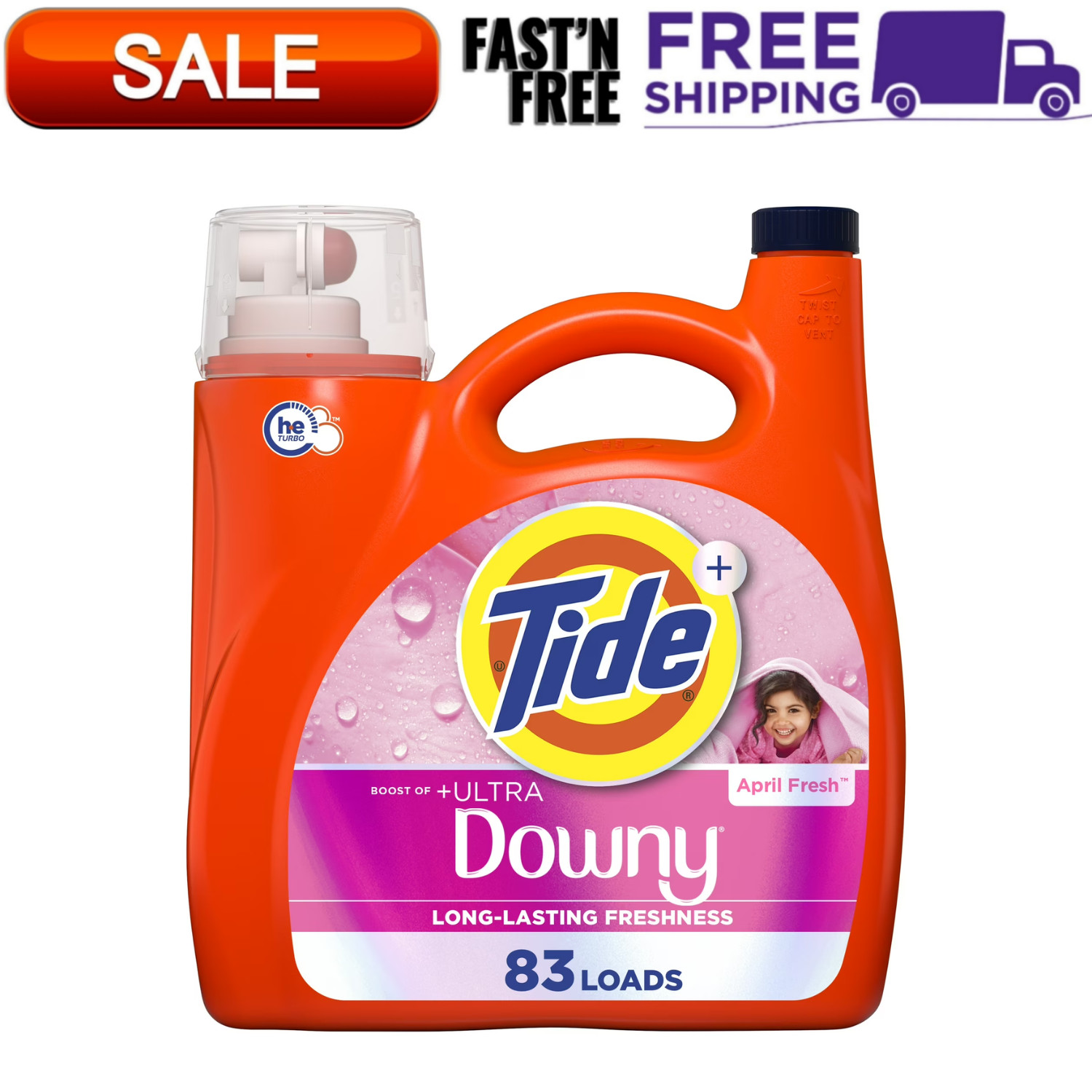 Tide Ultra Downy Liquid Laundry Detergent April Fresh 83 Loads 117 oz