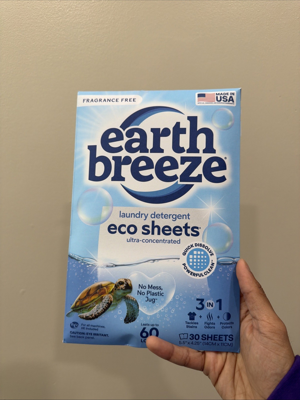 Earth Breeze ~ Laundry Detergent Eco Sheets ~ Fresh Scent ~ 30 Sheets ~ New
