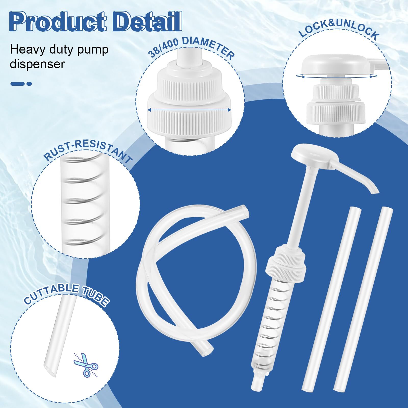 2 Pack Gallon Dispenser Pump for 5 Gallon Bucket Jugs with Extended Tube
