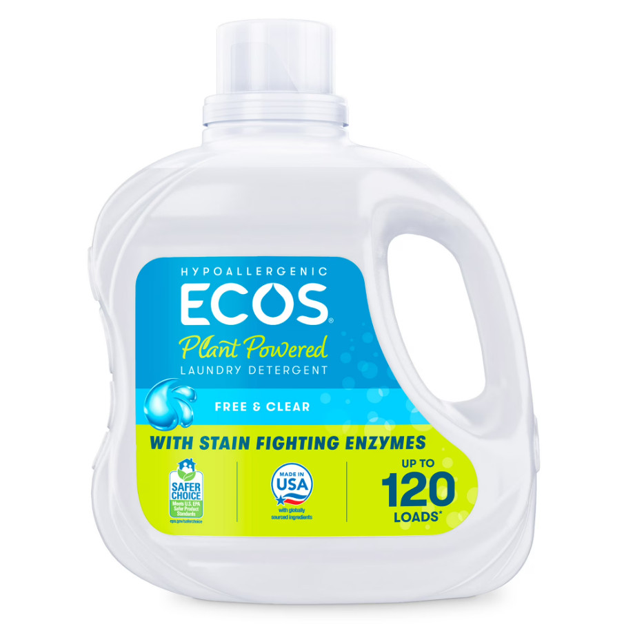 (4 pack) ECOS Hypoallergenic for Sensitive Skin, Free & Clear 120 Loads 110 oz