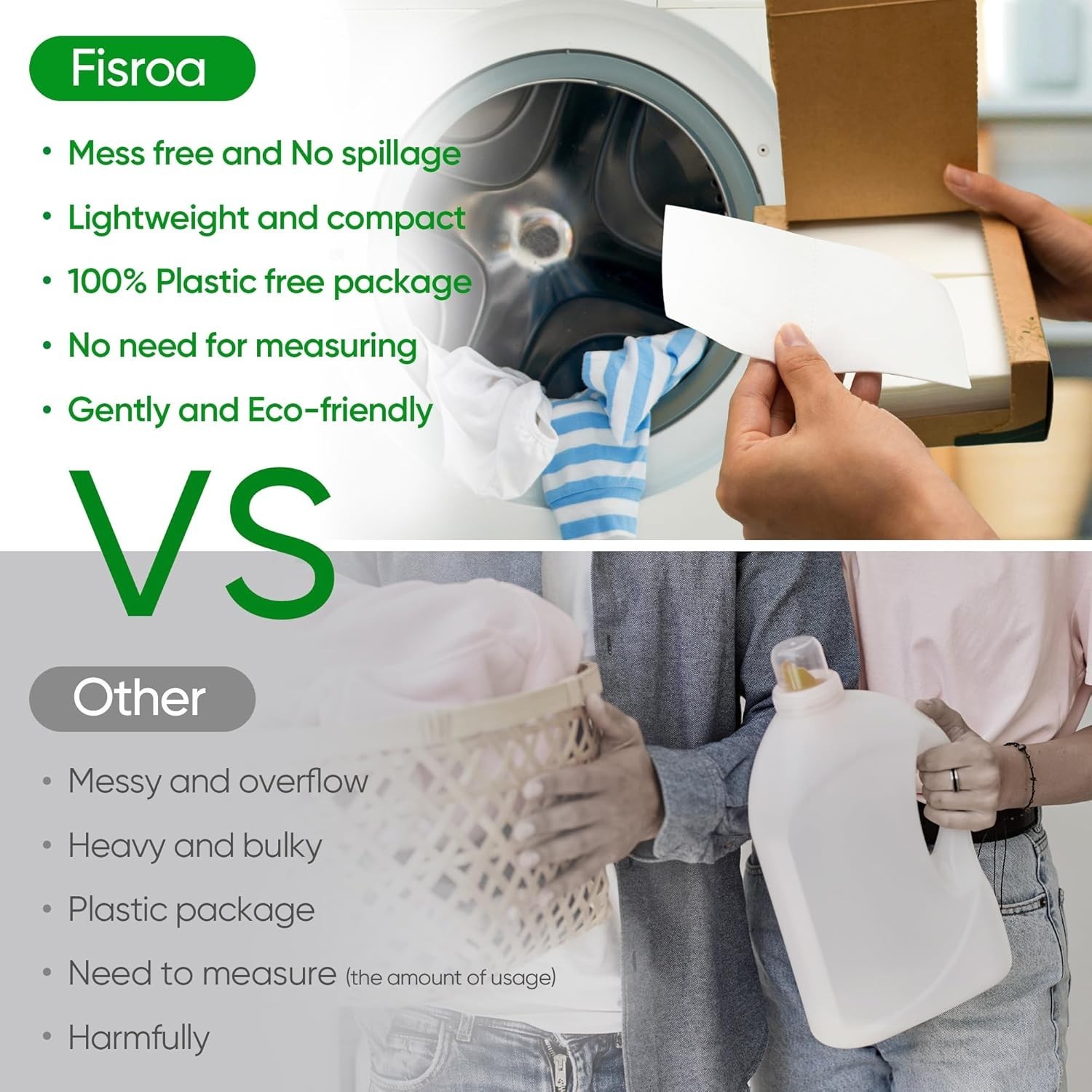 Eco-Friendly Fragrance-Free Laundry Detergent Sheets for 300 Loads