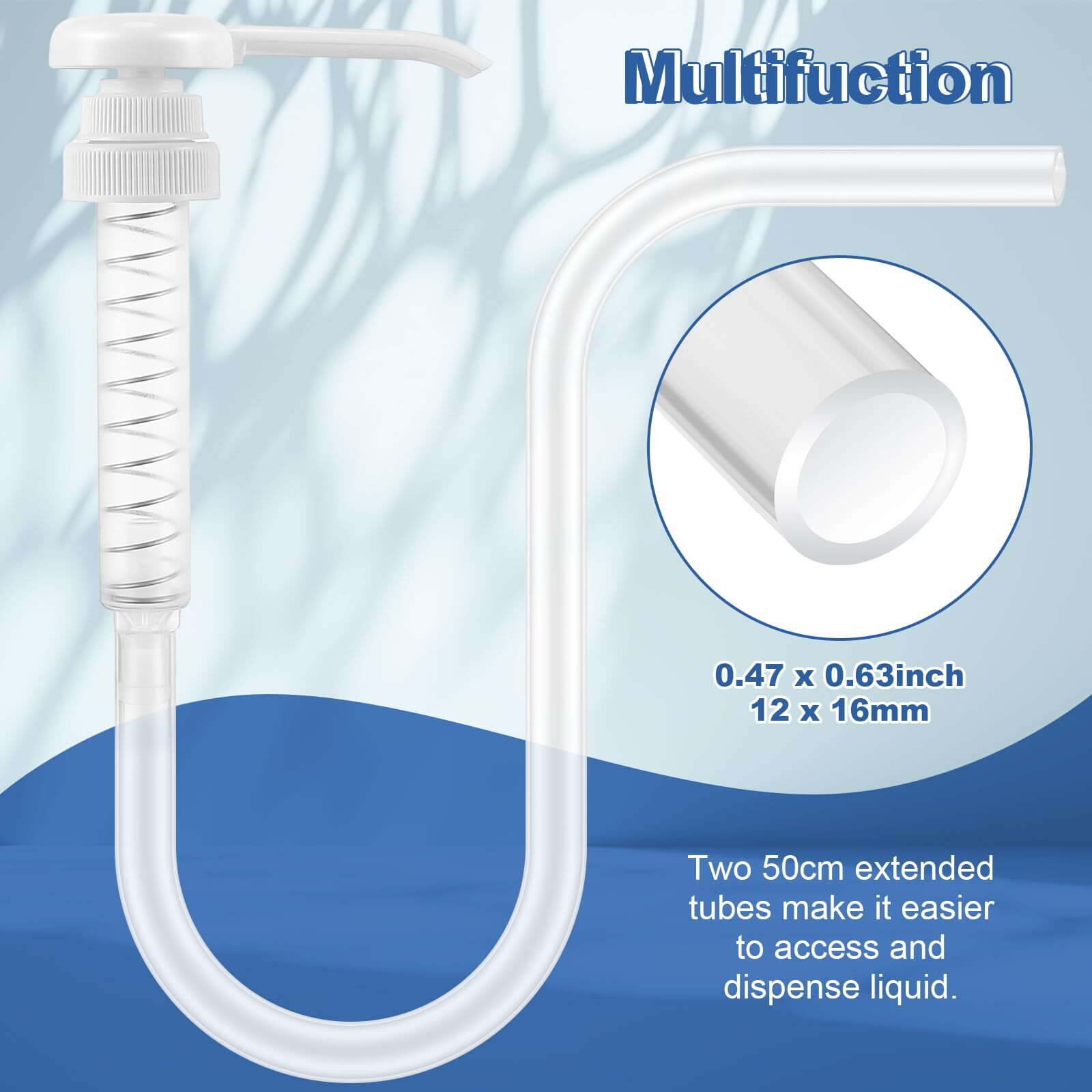 2 Pack Gallon Dispenser Pump for 5 Gallon Bucket Jugs with Extended Tube