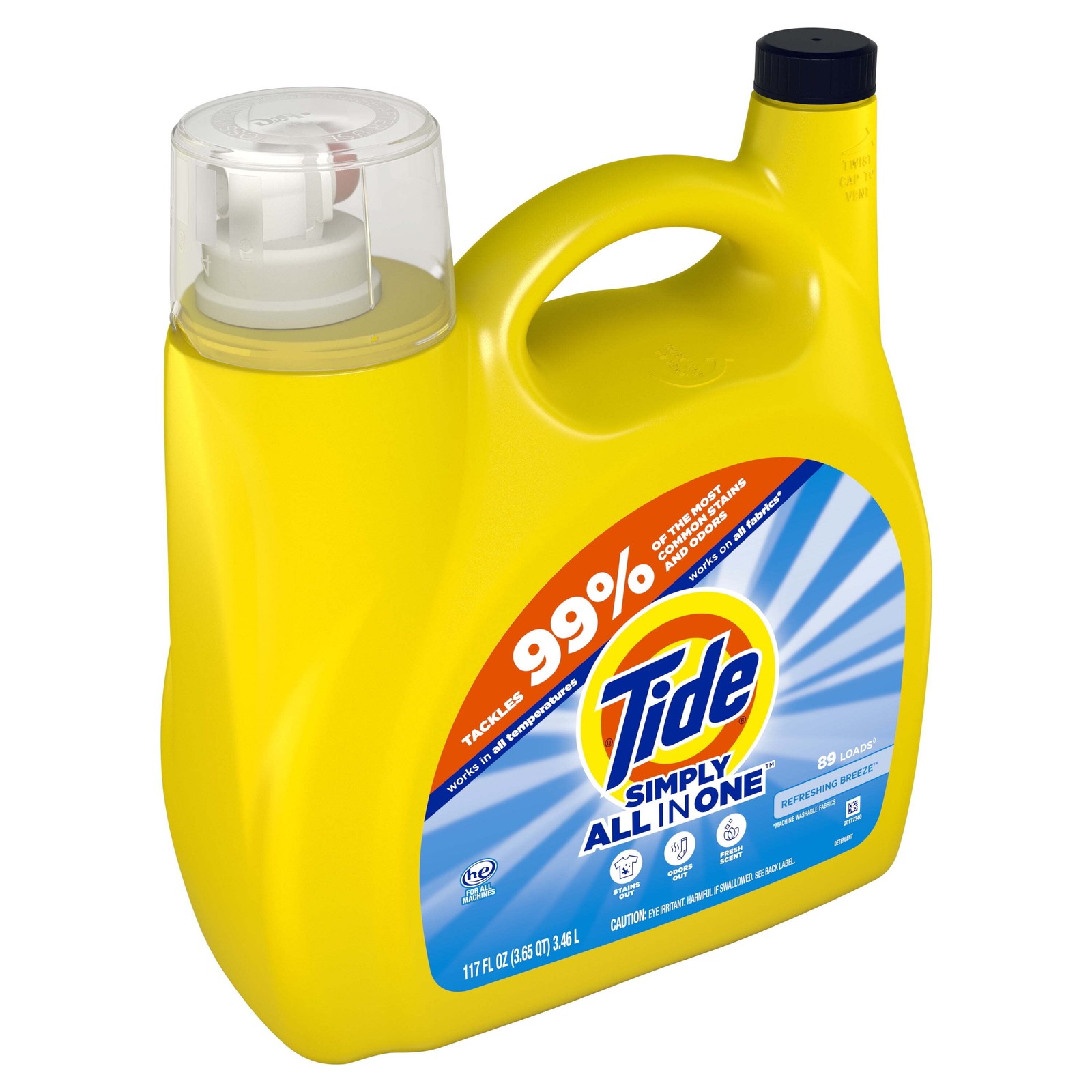 Simply All-In-One Liquid Laundry Detergent, Refreshing Breeze Scent, 117 fl oz
