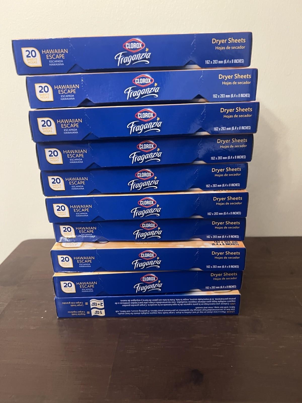 Clorox Fraganzia Dryer Sheets 200 Count (10 Packs Of 20) Hawaiian Escape H2F