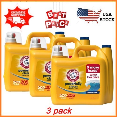 3 pack ARM & HAMMER Laundry Detergent Liquid, Clean Burst, 5 Extra Loads, 205 fl