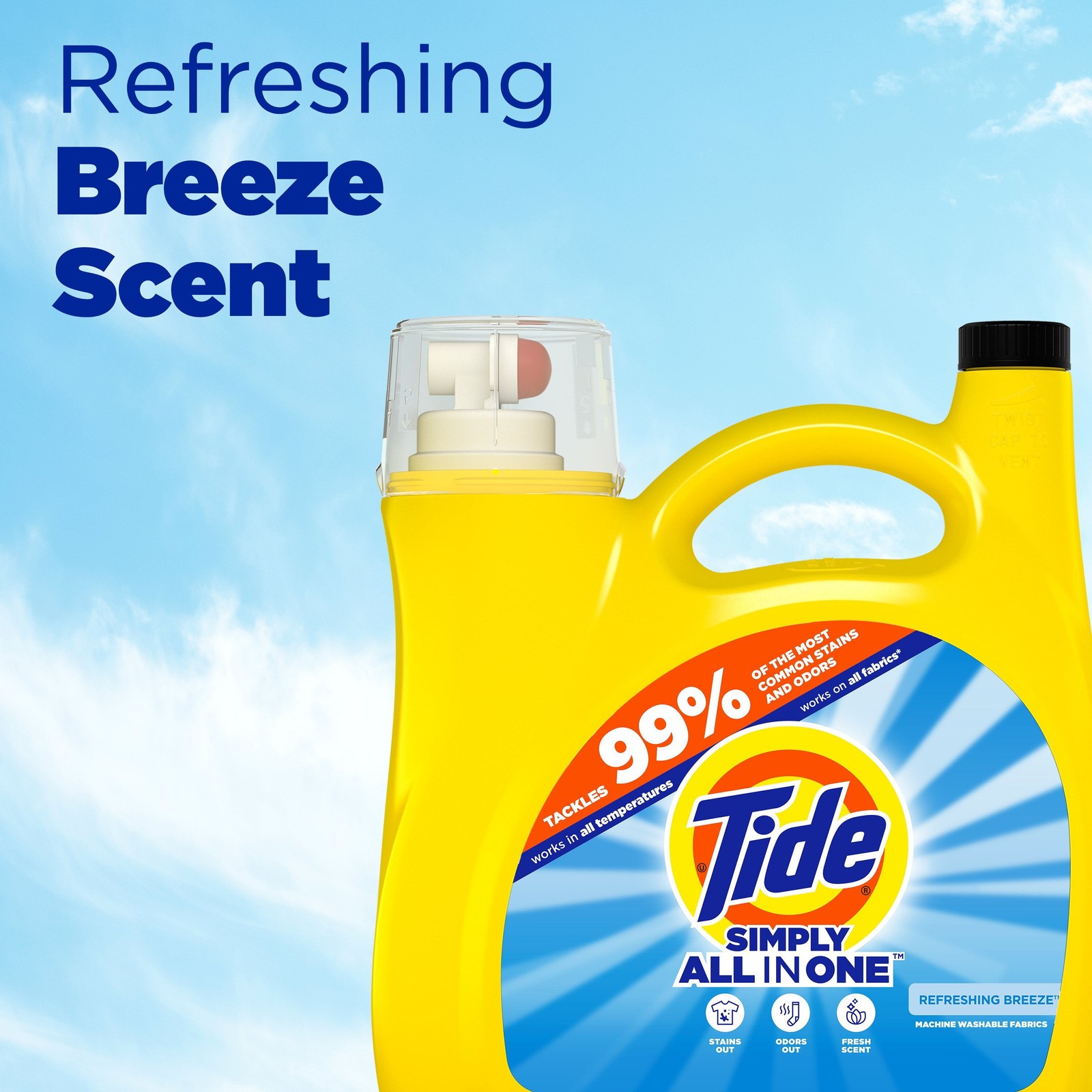 Simply All-In-One Liquid Laundry Detergent, Refreshing Breeze Scent, 117 fl oz