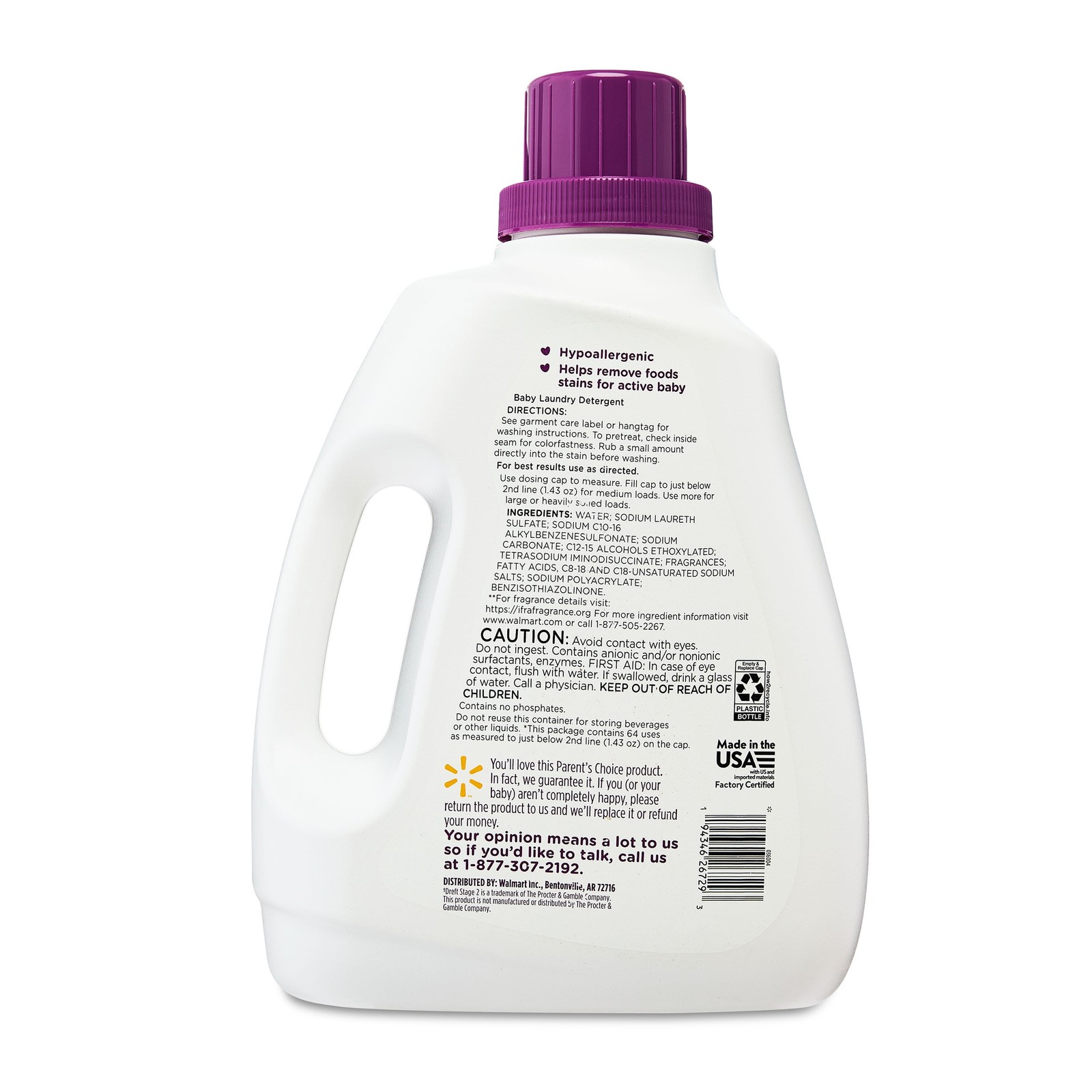 Baby Laundry Detergent, 92 Fl Oz, 64 Loads