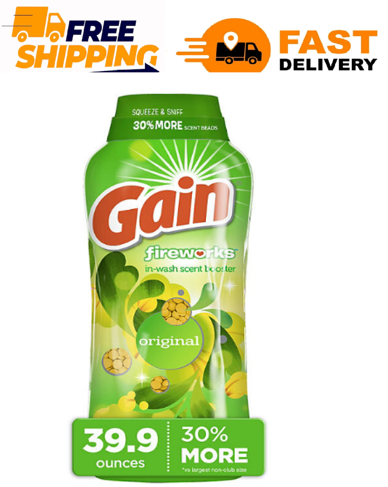 Gain Fireworks In-Wash Scent Booster Beads, Original Scent, 39.9 oz