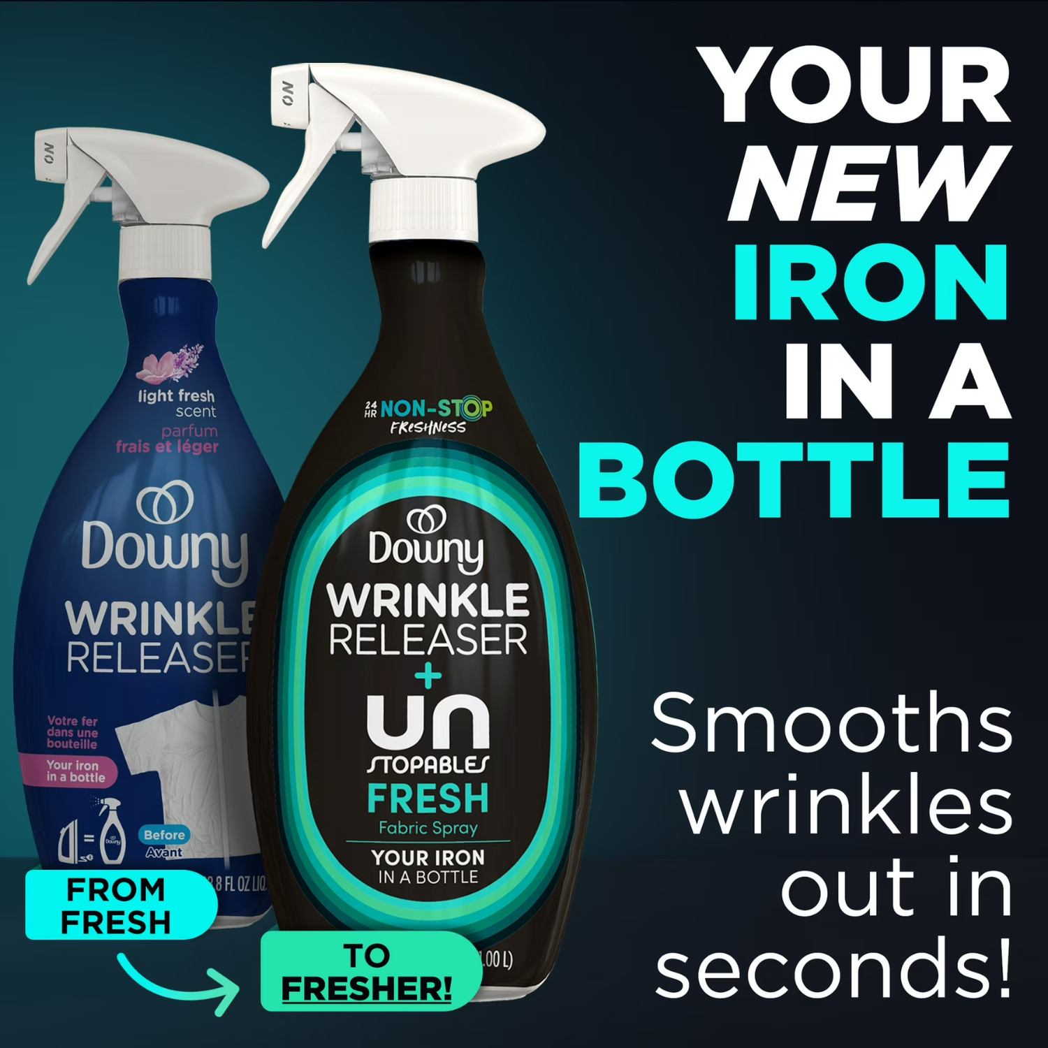 3PK Downy Wrinkle Releaser & Refresher Fabric Spray Unstopables Fresh 33.8 fl oz